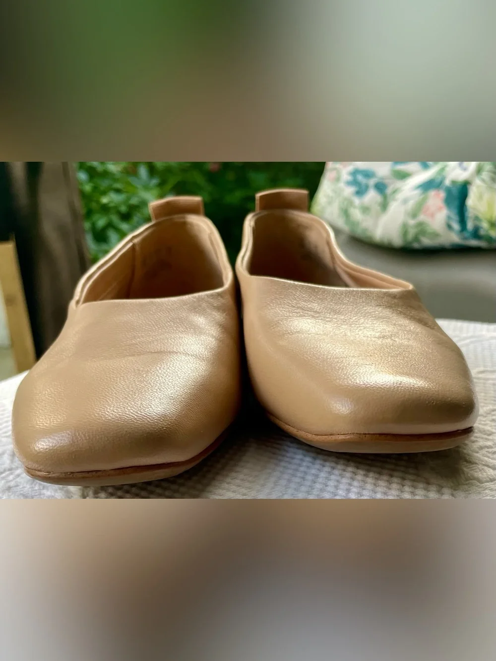 Franco Sarto Women’s Tan Leather Square-Toe Ballet Flats Size 6